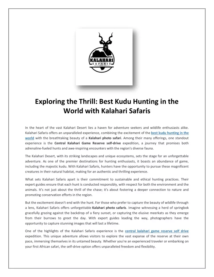 exploring the thrill best kudu hunting