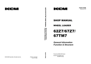 Kawasaki 67TM7 WHEEL LOADER Service Repair Manual (62J1-8001 and up； 65J5-8001 and up)