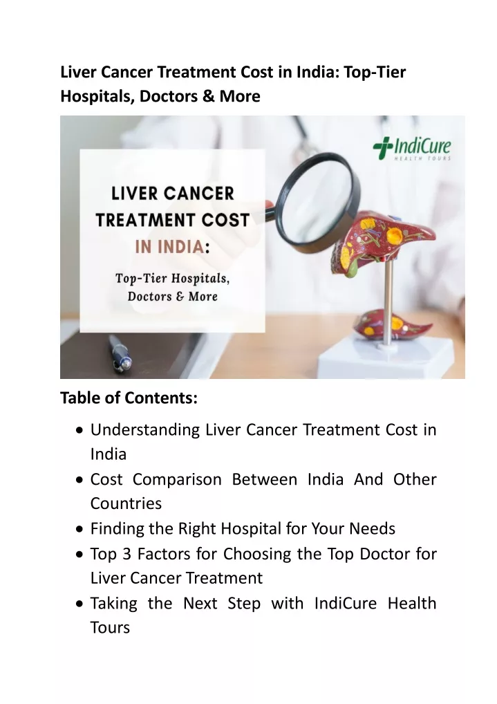 liver cancer treatment cost in india top tier