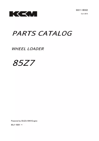 Kawasaki 85Z7 WHEEL LOADER Parts Catalogue Manual