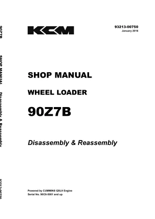 Kawasaki 90Z7B Wheel Loader Service Repair Manual (Serial No. 90C6-5001 and up)
