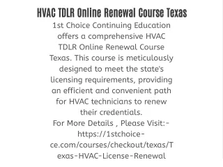 HVAC TDLR Online Renewal Course Texas