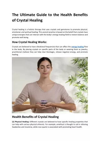 The Ultimate Guide to the Health Benefits of Crystal Healing