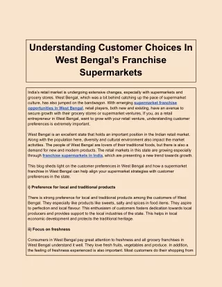 Understanding Customer Choices In West Bengal’s Franchise Supermarkets