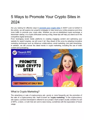 5 Ways to Promote Your Crypto Sites in 2024