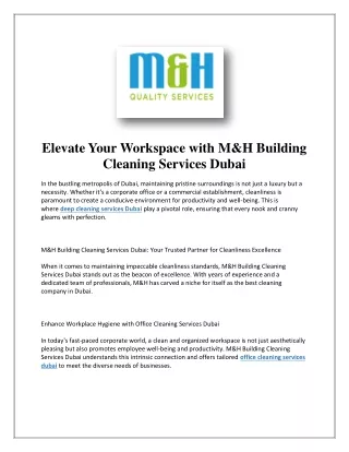 Cleaning Company Dubai | MH Cleaning