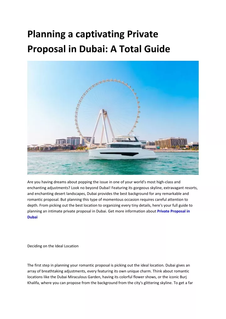 planning a captivating private proposal in dubai