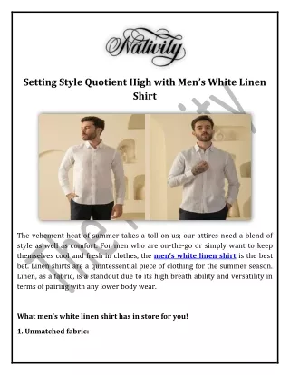 Setting Style Quotient High with Men’s White Linen Shirt