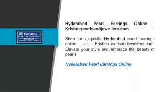 Hyderabad Pearl Earrings Online | Krishnapearlsandjewellers.com