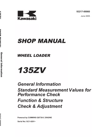 Kawasaki 135ZV WHEEL LOADER Service Repair Manual (Serial No. 13C-10201 and up)