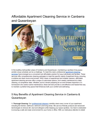 Affordable Apartment Cleaning Service Canberra & Queanbeyan