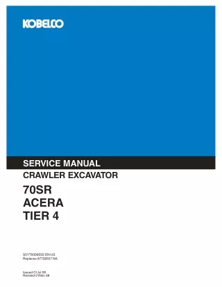 KOBELCO 70SR ACERA TIER 4 CRAWLER EXCAVATOR Service Repair Manual