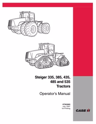Case IH Steiger 335 385 435 485 and 535 Tractors Operator’s Manual Instant Download (Publication No.87562869)