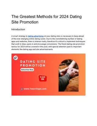 The Greatest Methods for 2024 Dating Site Promotion