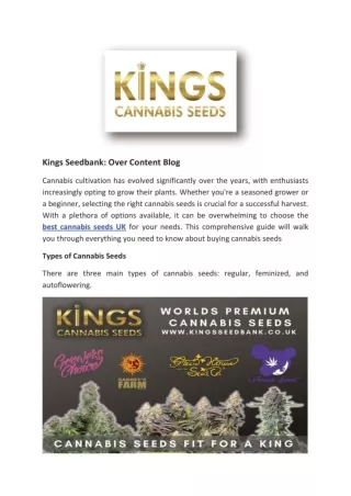 Buy Cannabis Seeds Leeds - Kings Seedbank
