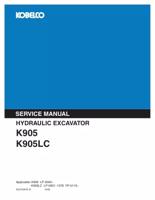KOBELCO K905LC Hydraulic Excavator Service Repair Manual