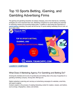 Top 10 Sports Betting, iGaming, and Gambling Advertising Firms