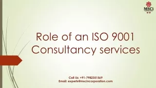 Role of an ISO 9001 Consultancy services