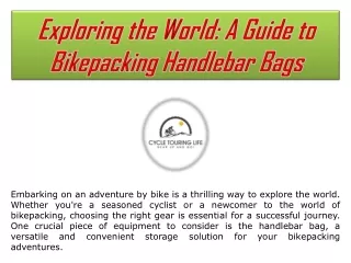 Bikepacking handlebar bags