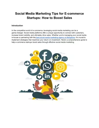 Social Media Marketing Tips for E-commerce Startups: How to Boost Sales