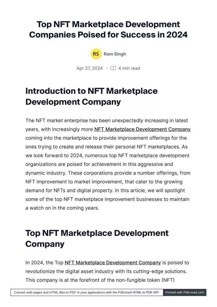 top nft marketplace development companies poised