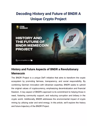 Decoding History and Future of BNDR A Unique Crypto Project