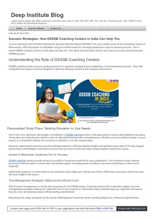 Deep Institute offers specialized coaching for DSSSB to help you shape your futu