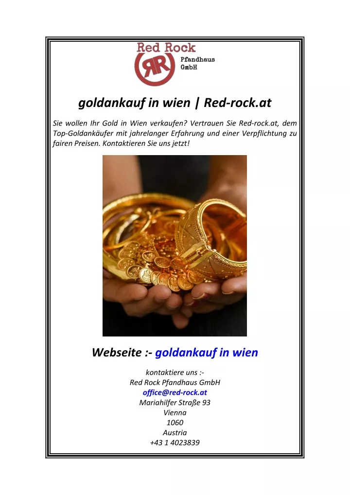 goldankauf in wien red rock at