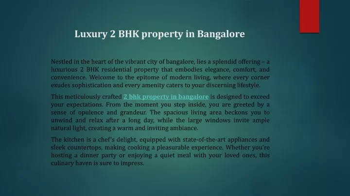 luxury 2 bhk property in bangalore