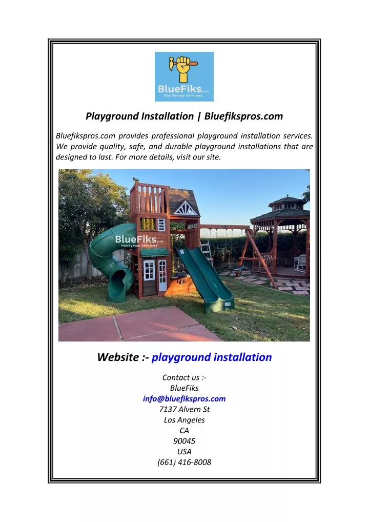 playground installation bluefikspros com