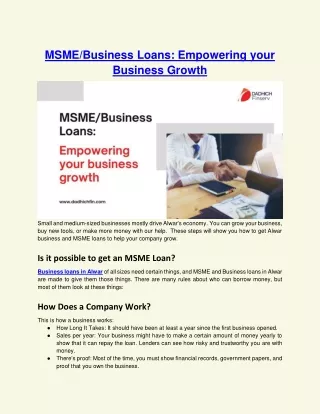 MSME_Business loans Empowering your business growth