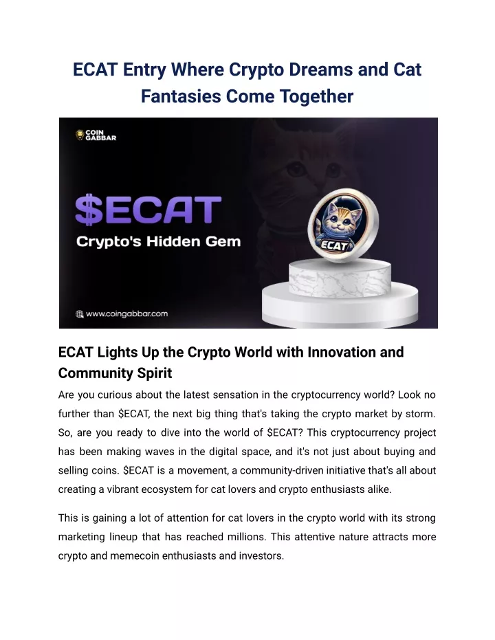 ecat entry where crypto dreams and cat fantasies