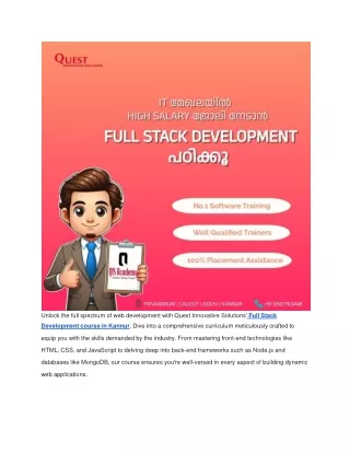 The Ultimate Full Stack Experience: Courses in kannur, Calicut, Kannur, Trivand