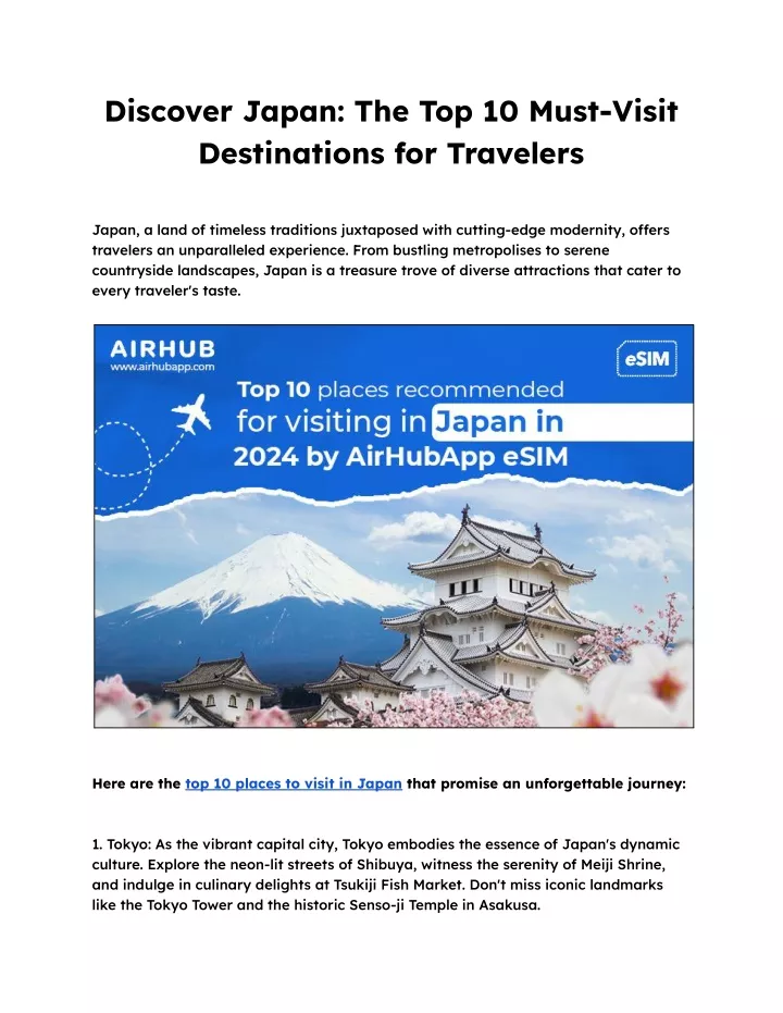 discover japan the top 10 must visit destinations