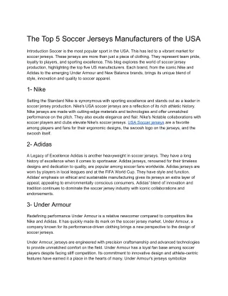 The Top 5 Soccer Jerseys Manufacturers of the USA