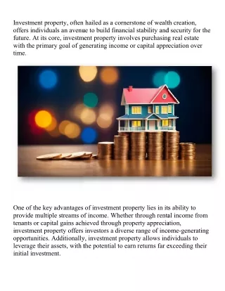 The Power of Investment Property-Unlocking Wealth