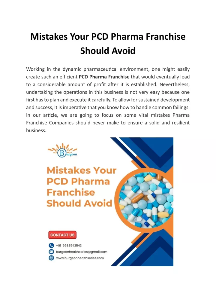 mistakes your pcd pharma franchise should avoid