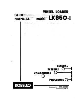 KOBELCO LK850 II WHEEL LOADER Service Repair Manual