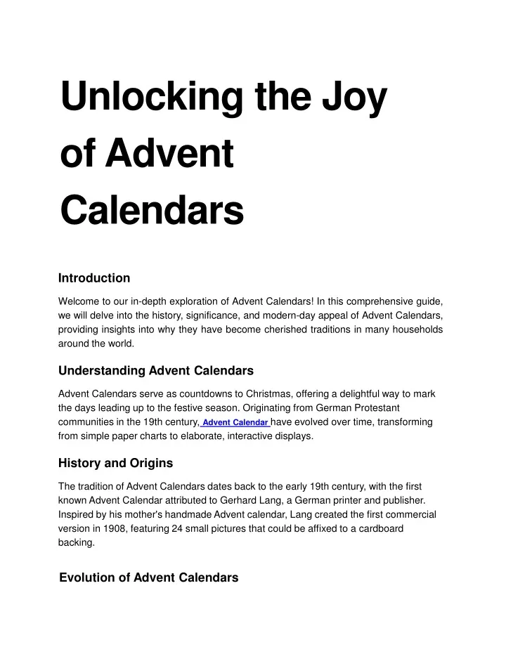 unlocking the joy of advent calendars