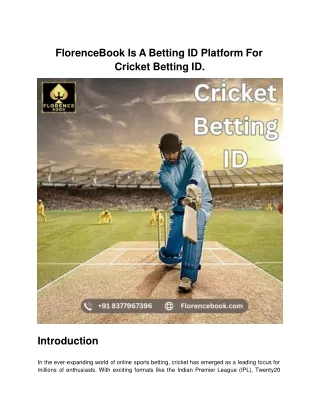 Florencebook is the best cricket betting id provider in india.