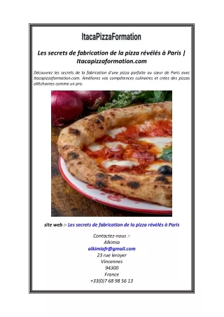Les secrets de fabrication de la pizza révélés à Paris  Itacapizzaformation.com