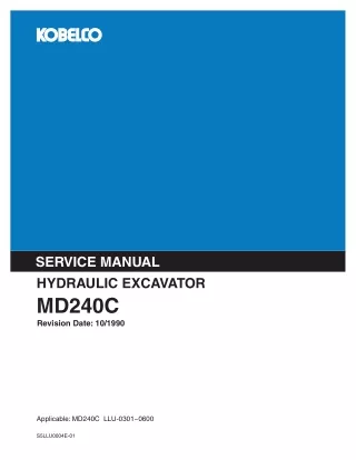 KOBELCO MD240C HYDRAULIC EXCAVATOR Service Repair Manual