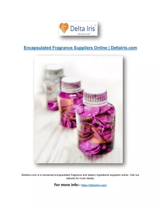 Encapsulated Fragrance Suppliers Online | Deltairis.com
