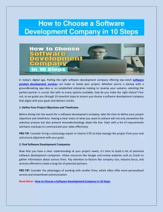 How to Choose a Software Development Company in 10 Steps