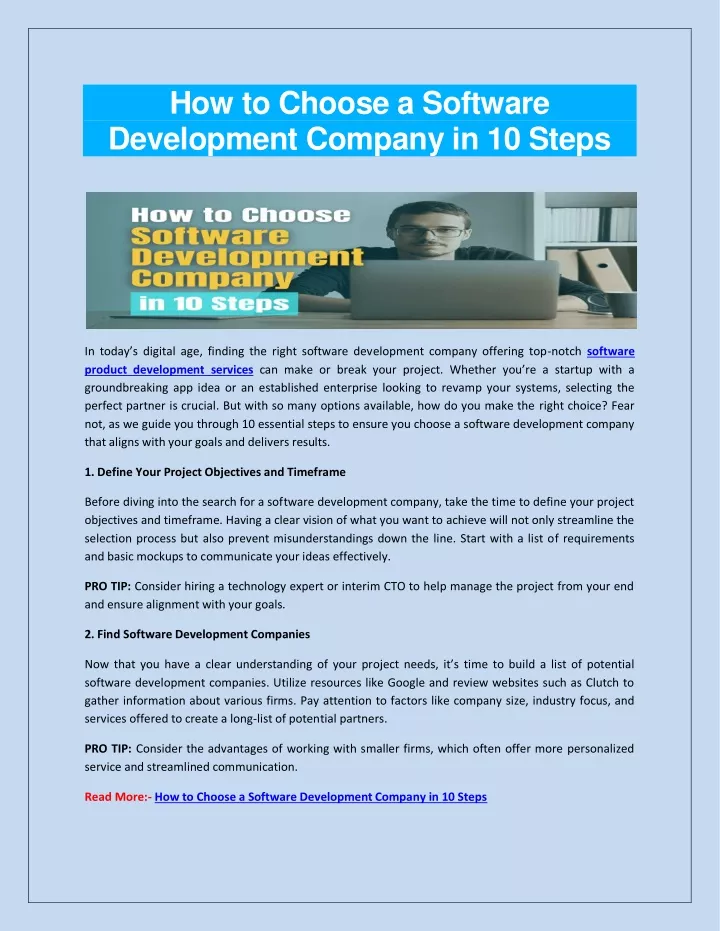 how to choose a software development company