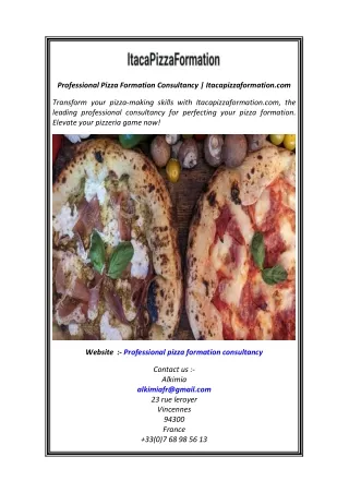 Professional Pizza Formation Consultancy Itacapizzaformation.com