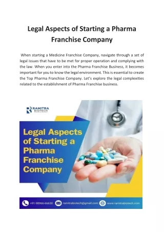 Legal Aspects of Starting a Pharma Franchise Company