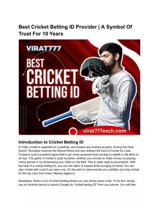 Best Cricket Betting ID Provider _ A Symbol Of Trust For 10 Years