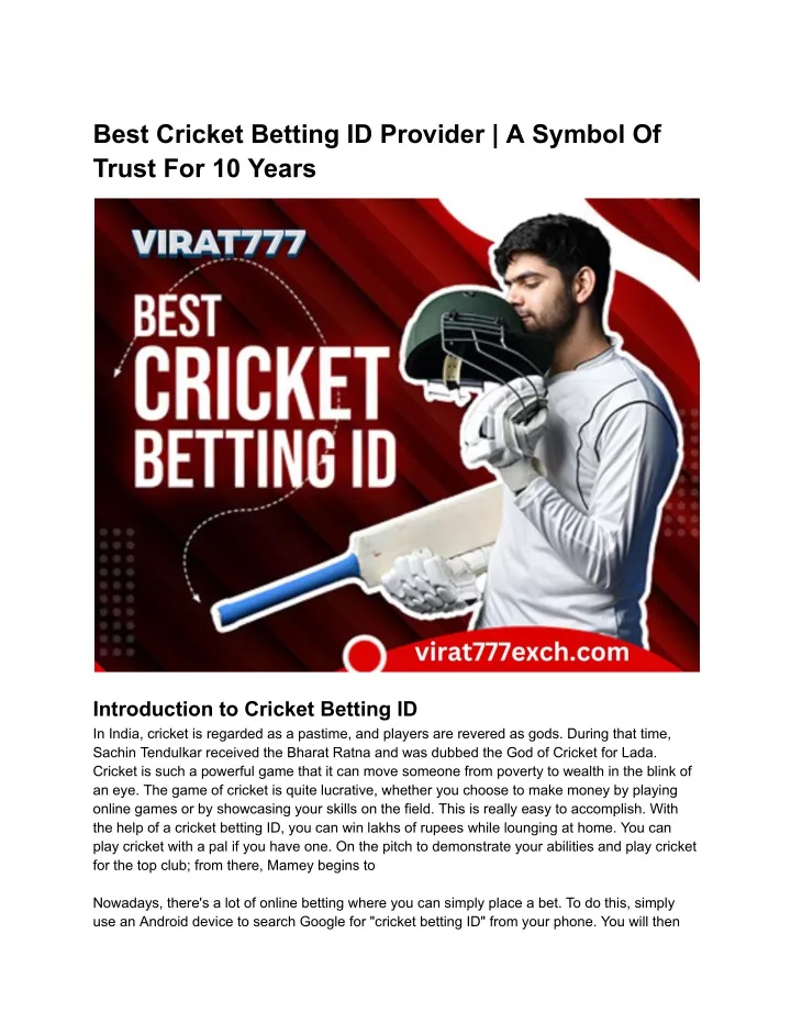 best cricket betting id provider a symbol
