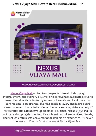 Nexus Vijaya Mall Elevate Retail in Innovation Hub
